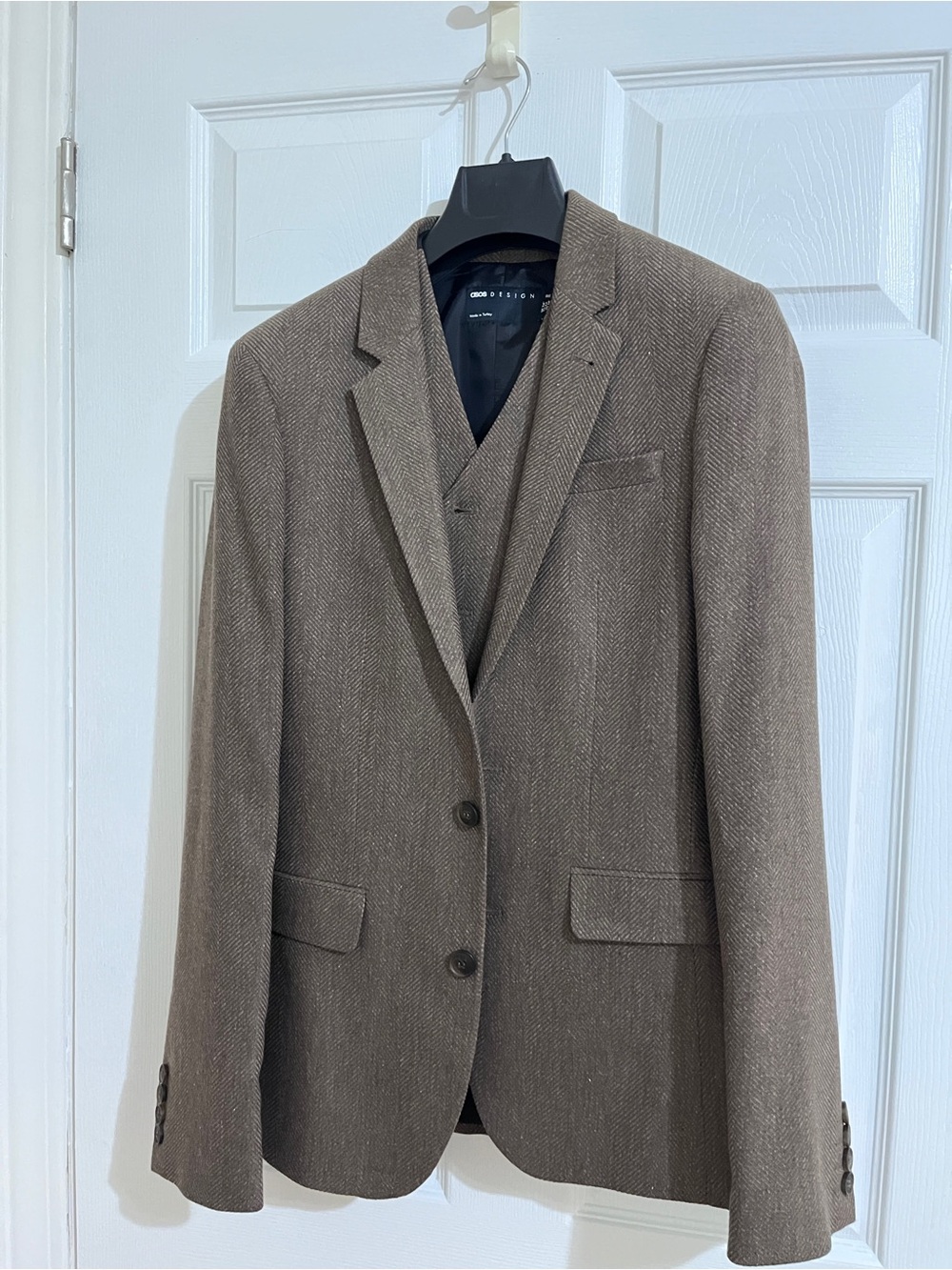 NWOT ASOS Brown Herringbone Two-Button Blazer